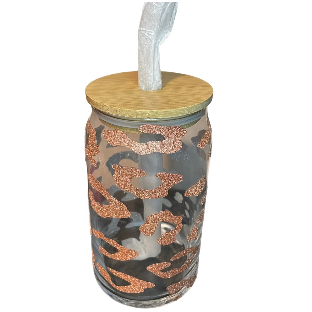 Cheetah Print Glass Cup